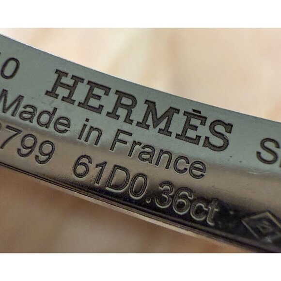 Hermès Kelly Diamond Lock Bangle 18K White Gold 0.36ct Made In France With Box - Picture 6 of 14